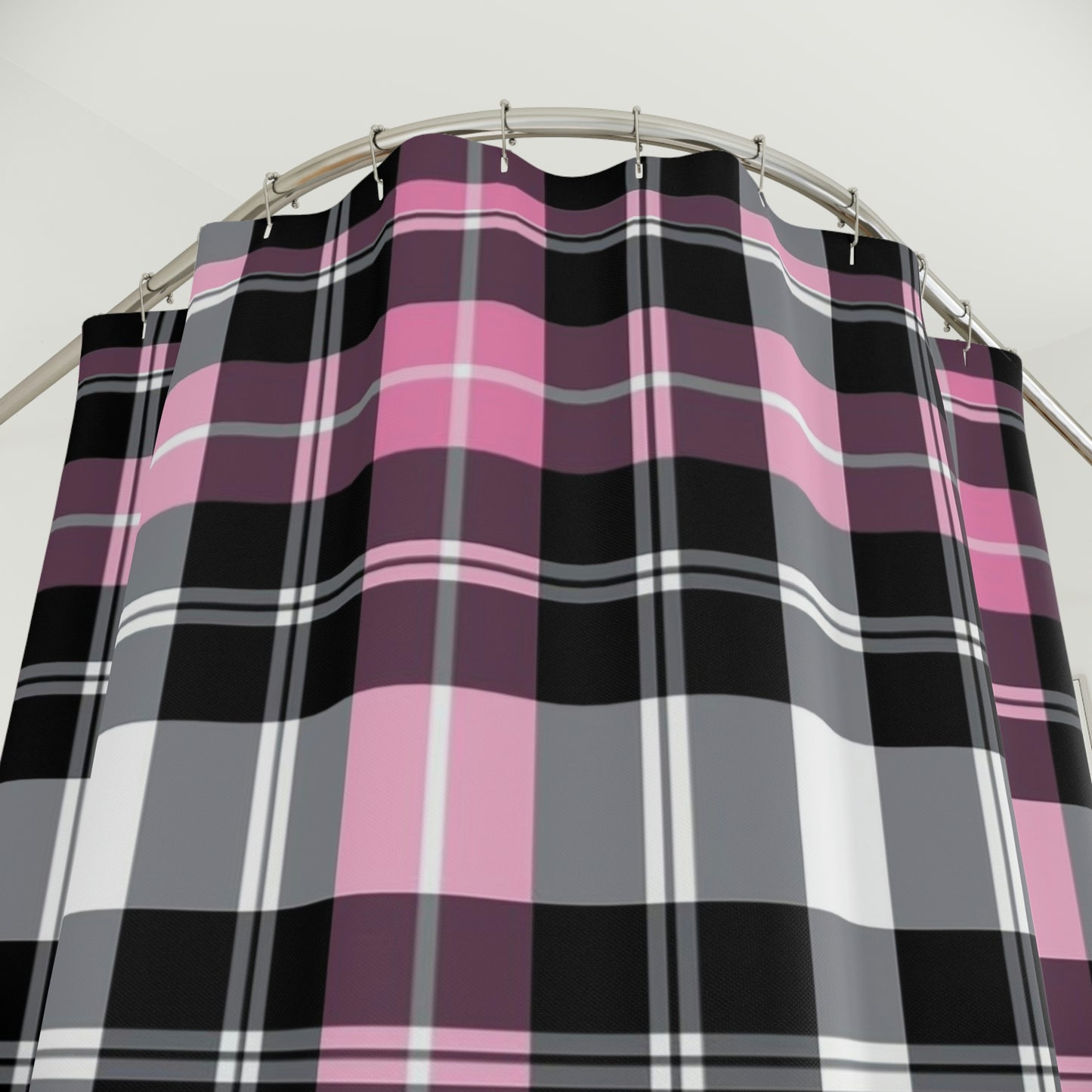 Pink Plaid Shower Curtain