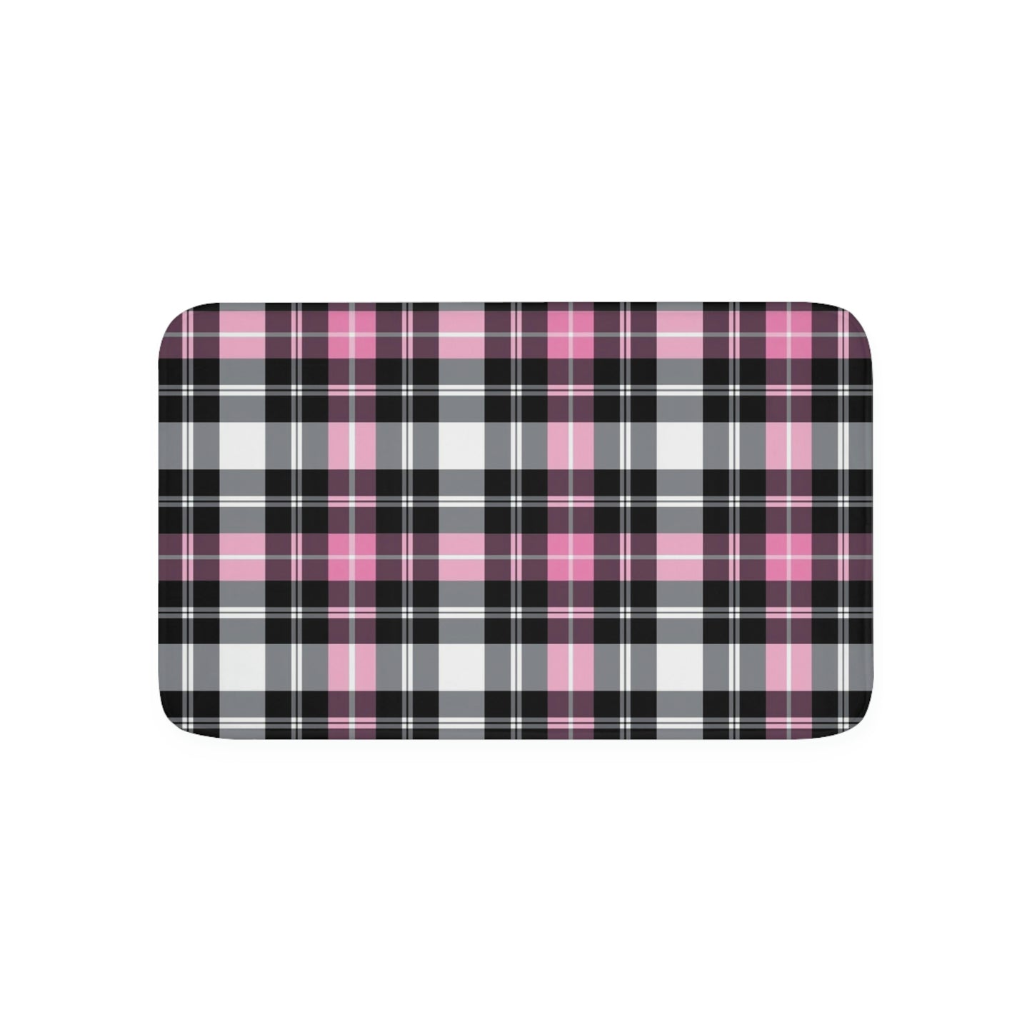 Pink Plaid Memory Foam Bath Mat