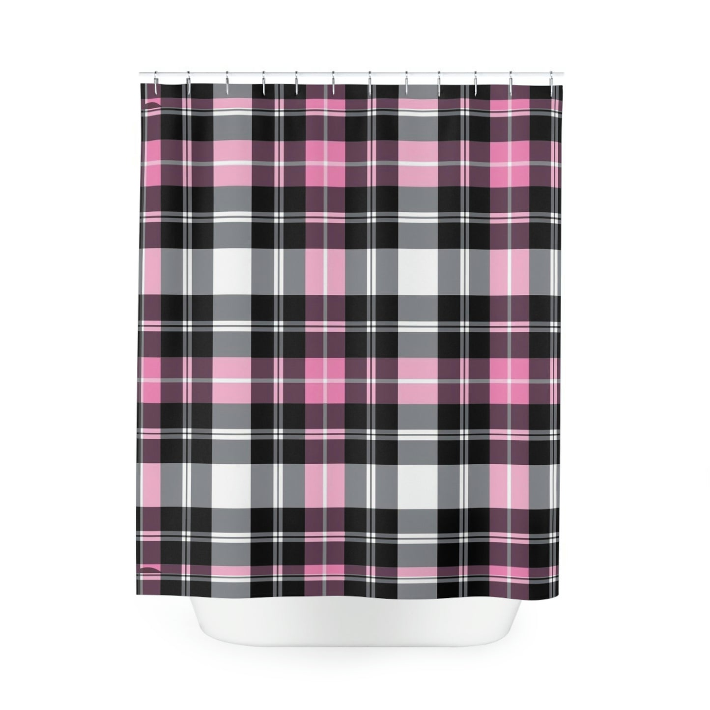 Pink Plaid Shower Curtain